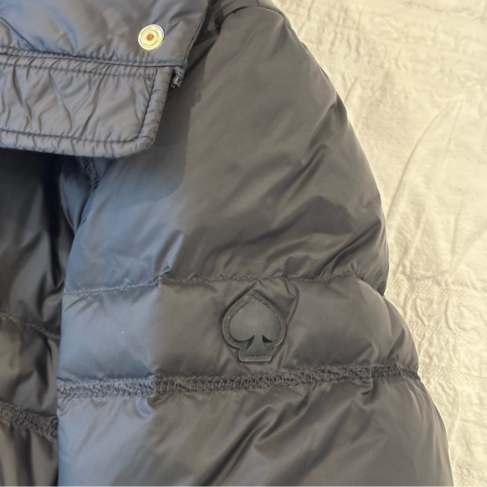 NWT Kate Spade New York Quilted Long Down Parka With Bib, Black Size Small - Picture 9 of 16